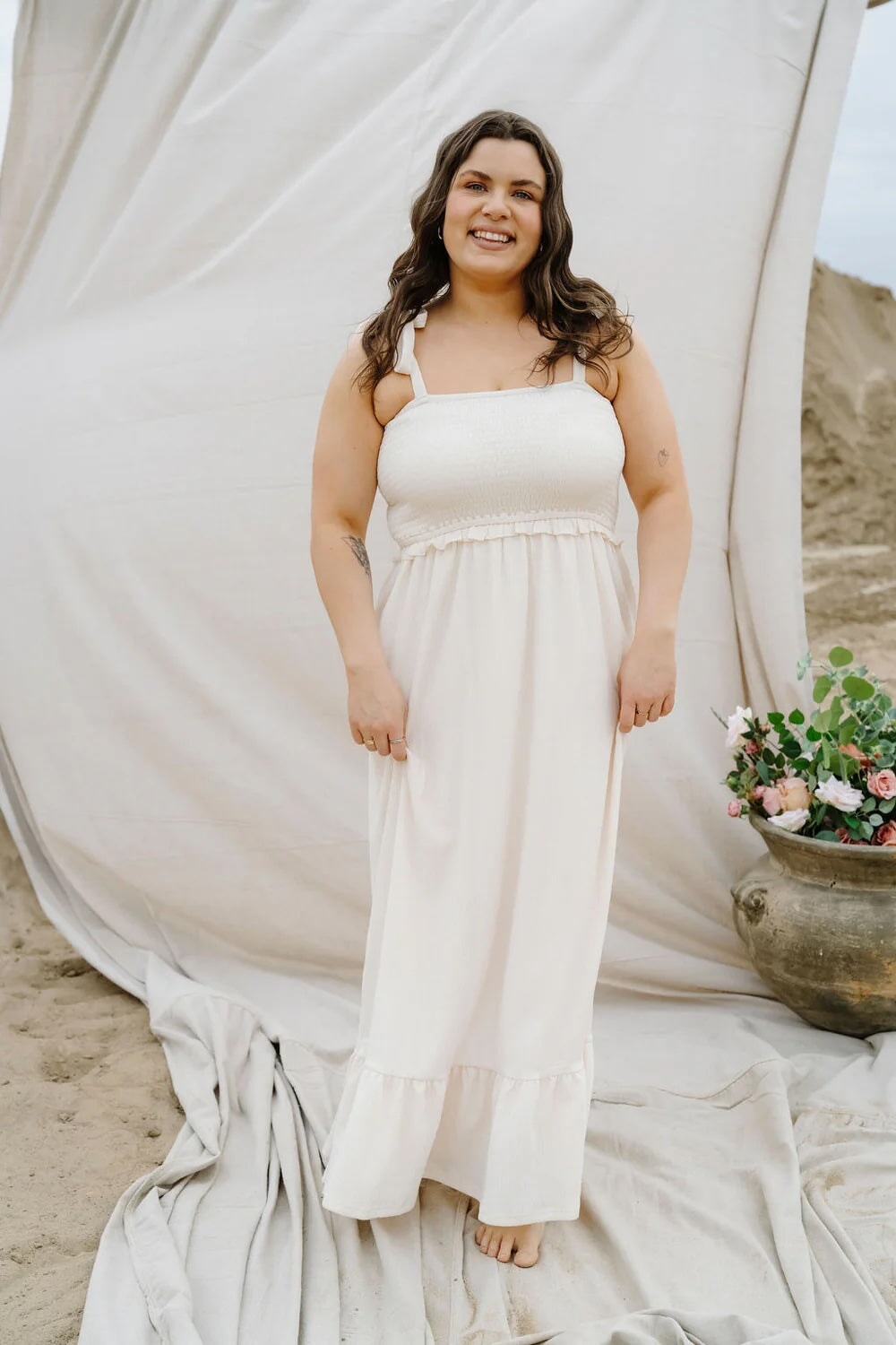 Robe maternité Larissa ivoire doux Rose Maternité Mlle et Coco