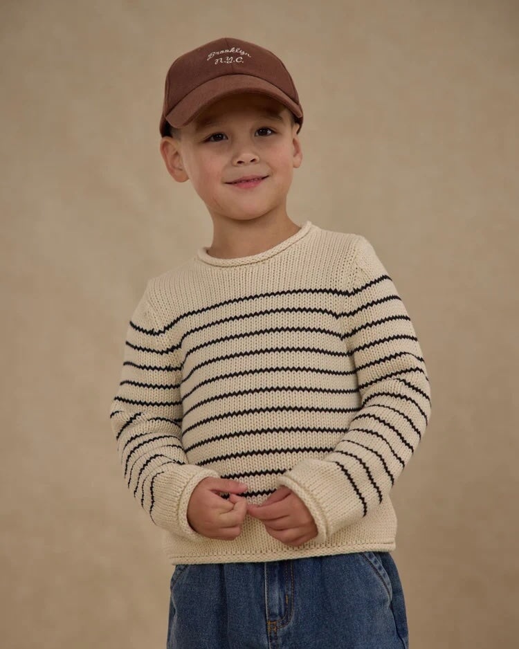 Pull tricot Jacques beige rayé noir Rylee + Cru Mlle et Coco