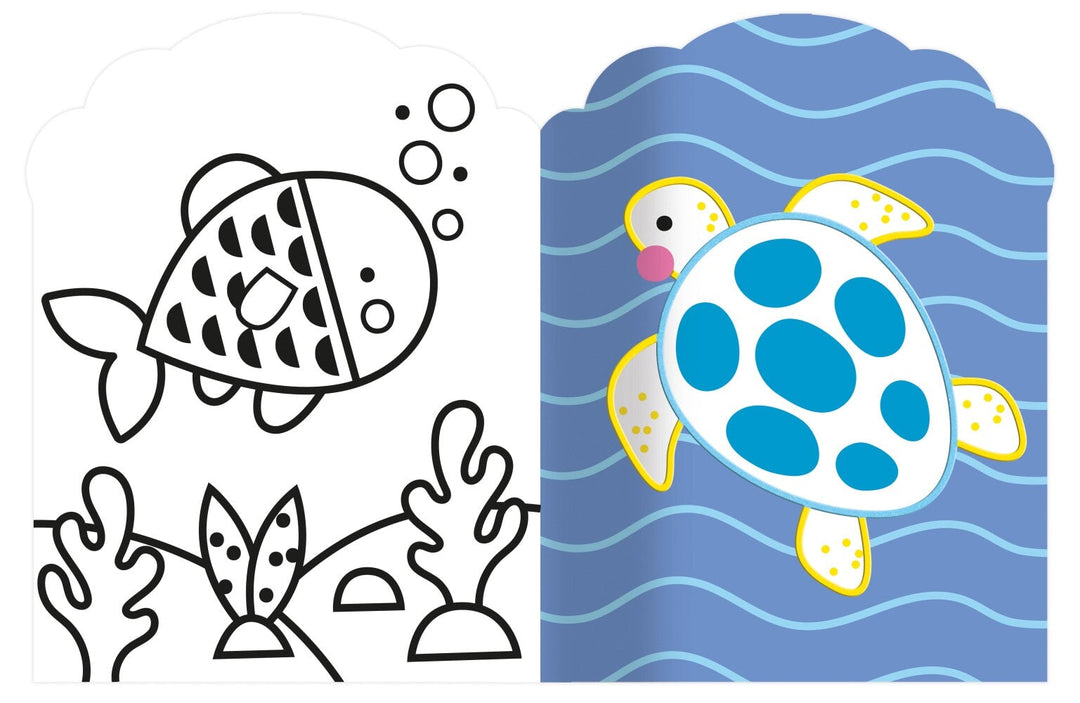 Livre à colorier de Azou avec large rebord. Animaux de la mer