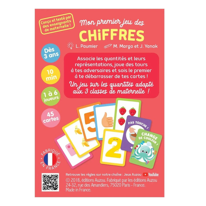 Auzou jeu de cartes mon premier jeu des chiffres apprendre les quantités