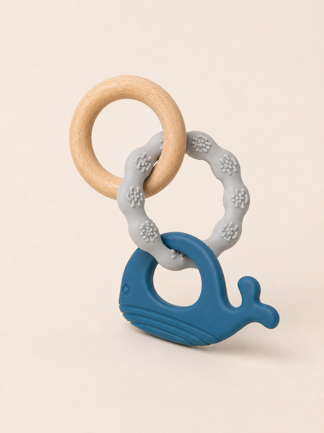 Jouet de dentition en silicone et bois baleine Mlle et Coco