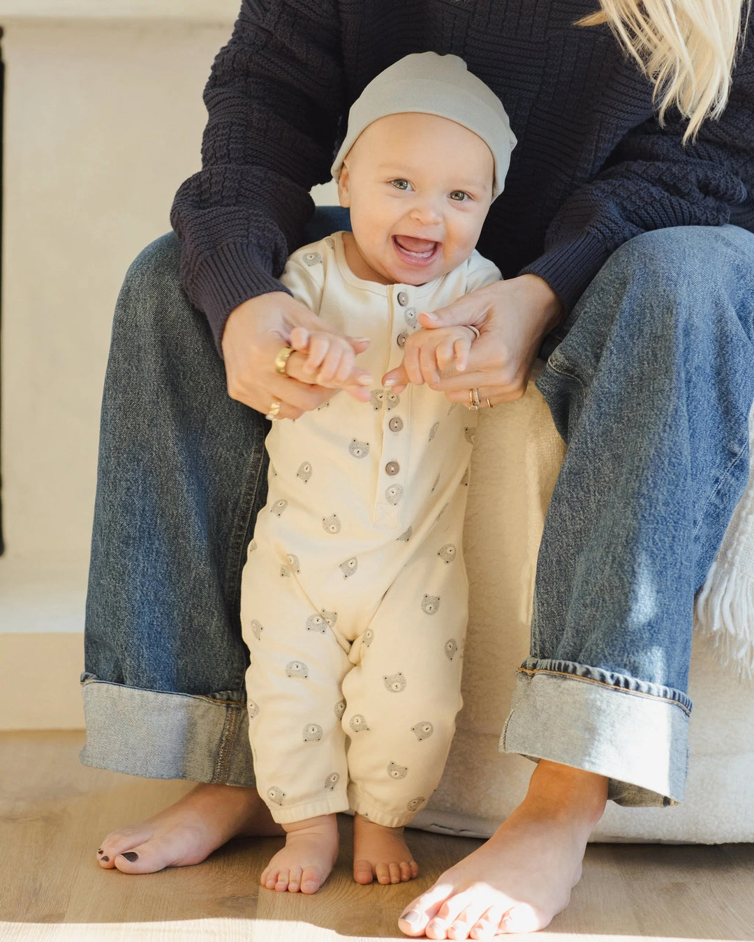Jumpsuit Beige et petits oursons Quincy Mae Mlle et Coco