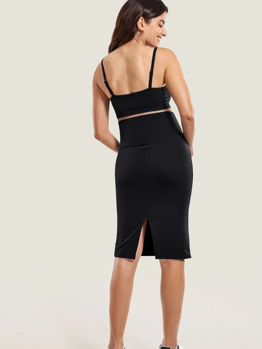 Jupe midi taille haute maternité Natrelax Noir Momanda