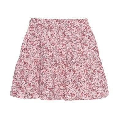 Jupe à double volant taille élastique - Fleuri rose - Creamie Échantillon de vêtement Creamie 