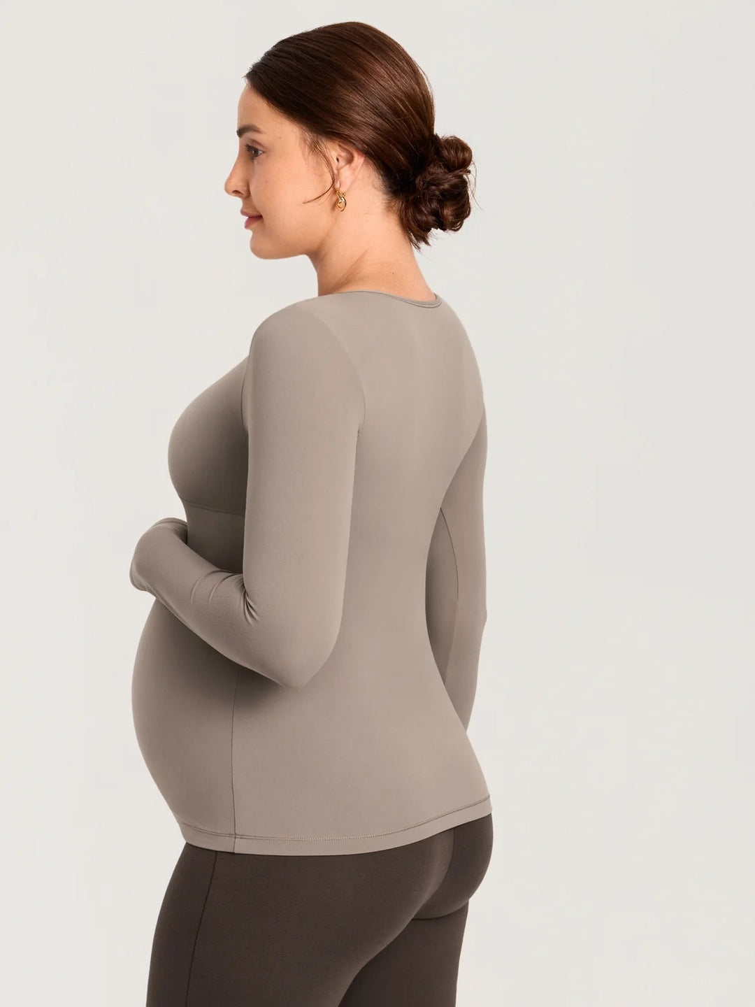 Chandail maternité et allaitement kaki taupe Momanda Mlle et Coco