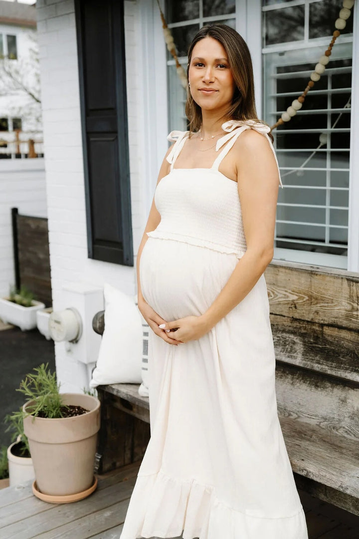 Robe maternité Larissa ivoire doux Rose Maternité Mlle et Coco