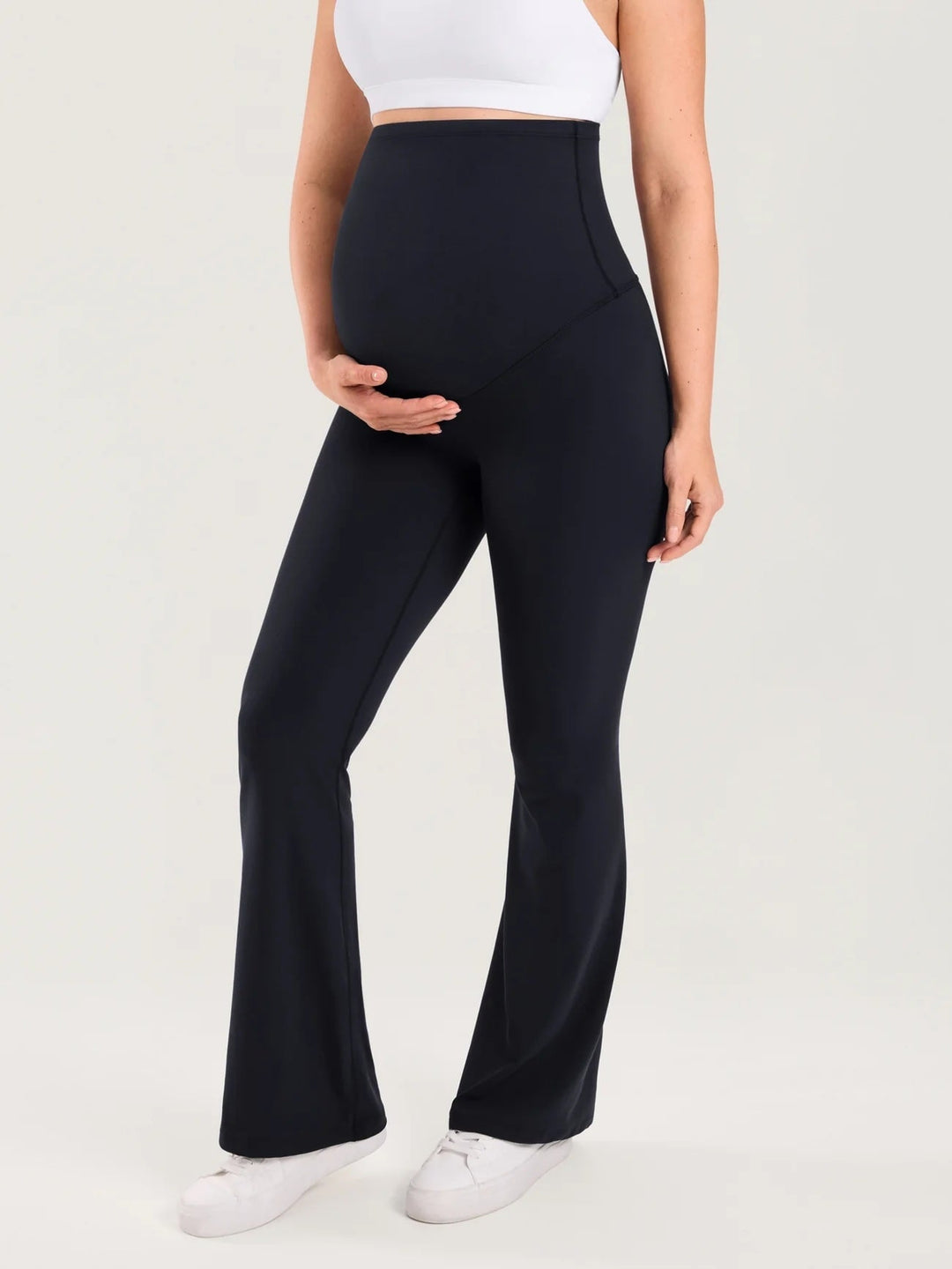 Leggings de maternité évasés sans couture avant Natrelax® 31,5" noir Momanda Mlle et Coco