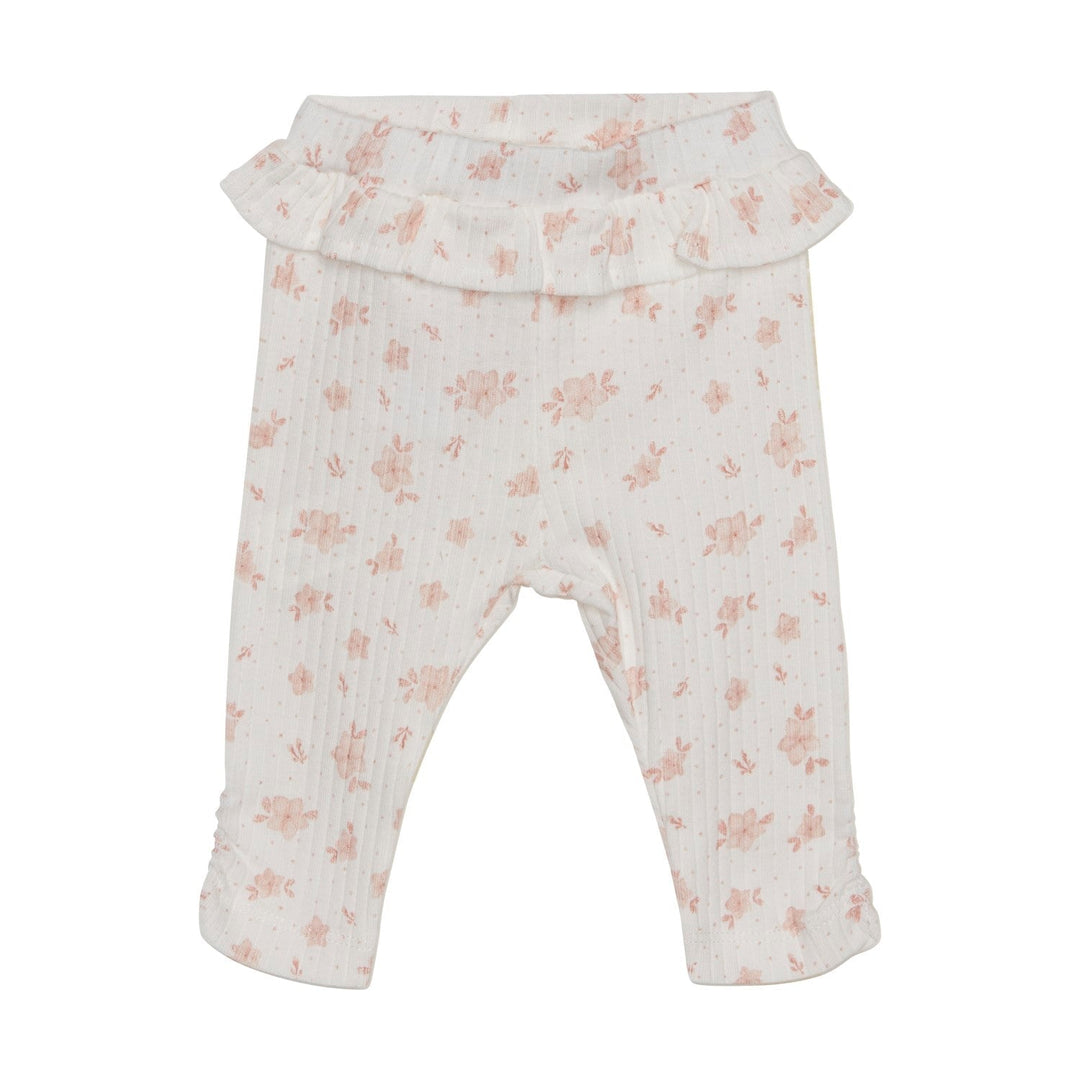 legging taille élastique blanc fleur rose Fixoni vêtement bébé enfant