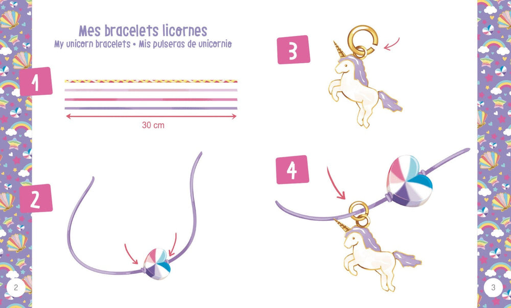 coffret bricolage mes bracelets licornes fluos Auzou Mlle et Coco
