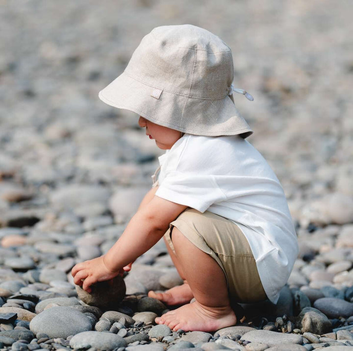 Chapeau de soleil en lin sable Calikids Mlle et Coco