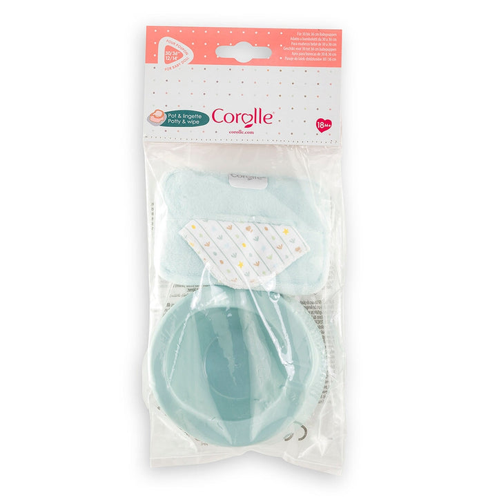 Accessoires poupée Petit pot et lingette bleu Corolle