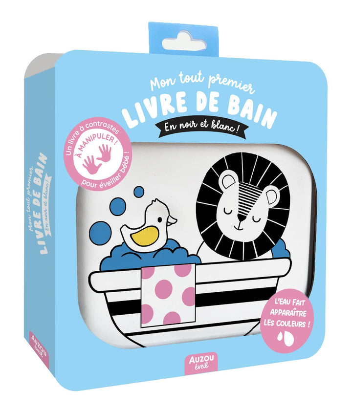 livre eveil bain Auzou magique blanc et noir Mlle et Coco