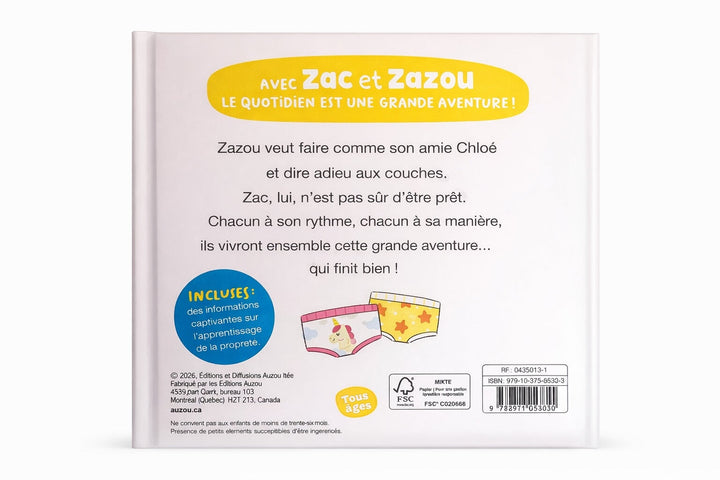 Livre Zac et Zazou : Bye-bye les couches ! Auzou Mlle et Coco