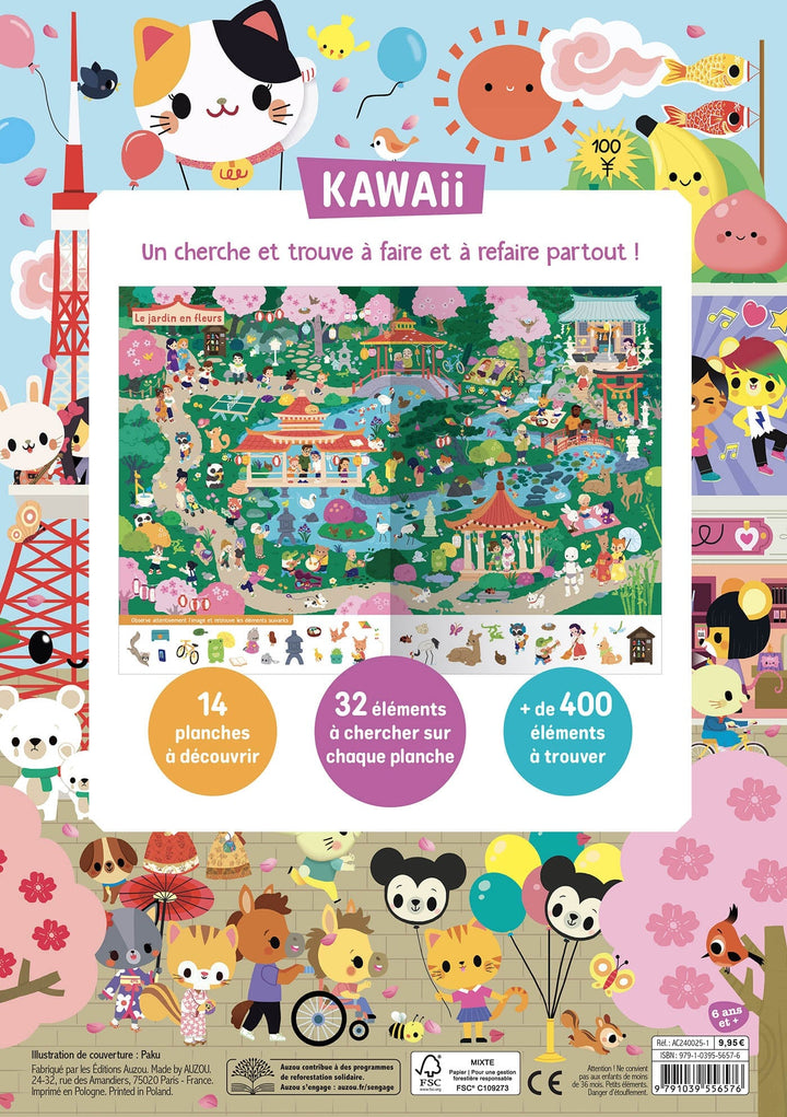 cherche et trouve, livre Auzou, thème Kawaii