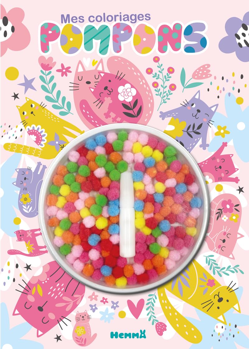 Livre à colorier Mes coloriages pompons Hemma Mlle et Coco