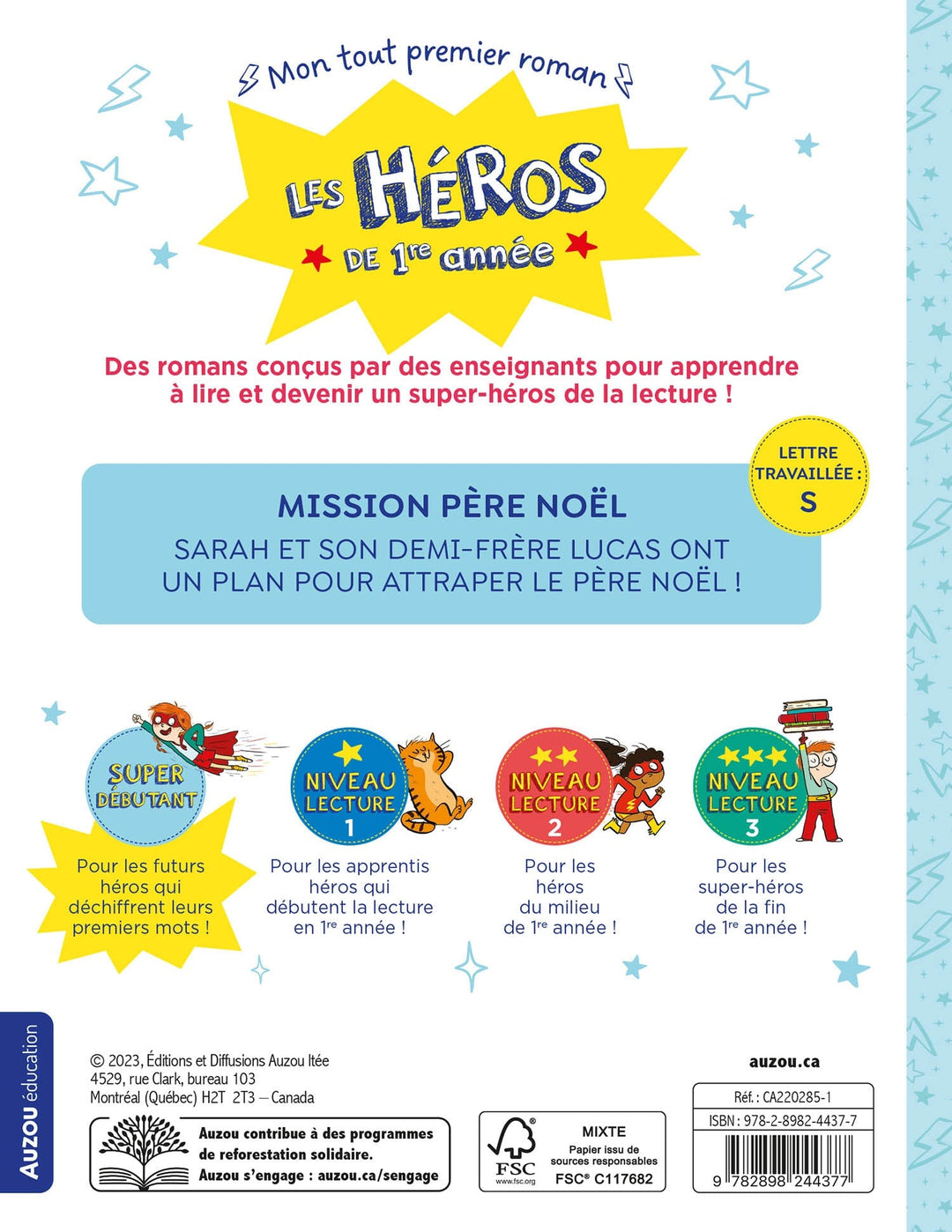 Livre mon tout premier roman Les héros de 1re année Mission père Noel Auzou Mlle et Coco