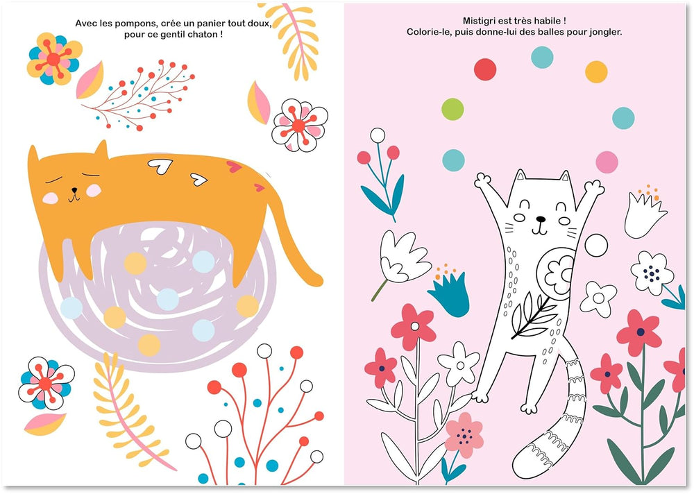 Livre à colorier Mes coloriages pompons Hemma Mlle et Coco
