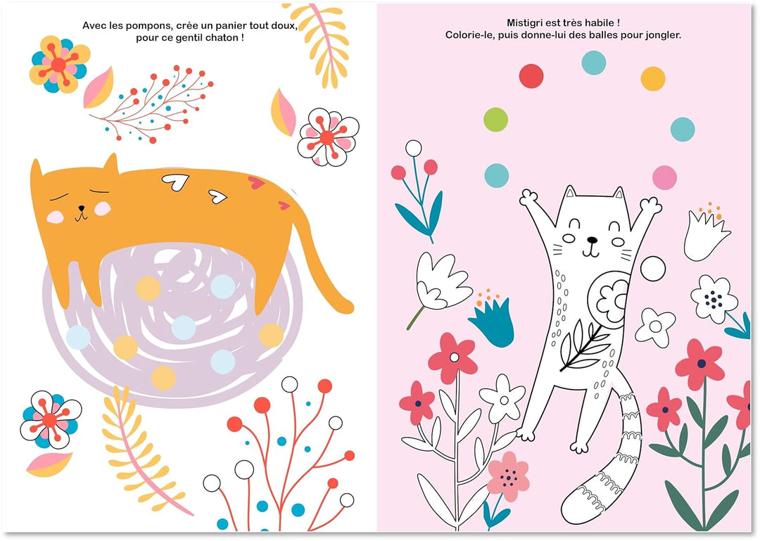 Livre à colorier Mes coloriages pompons Hemma Mlle et Coco