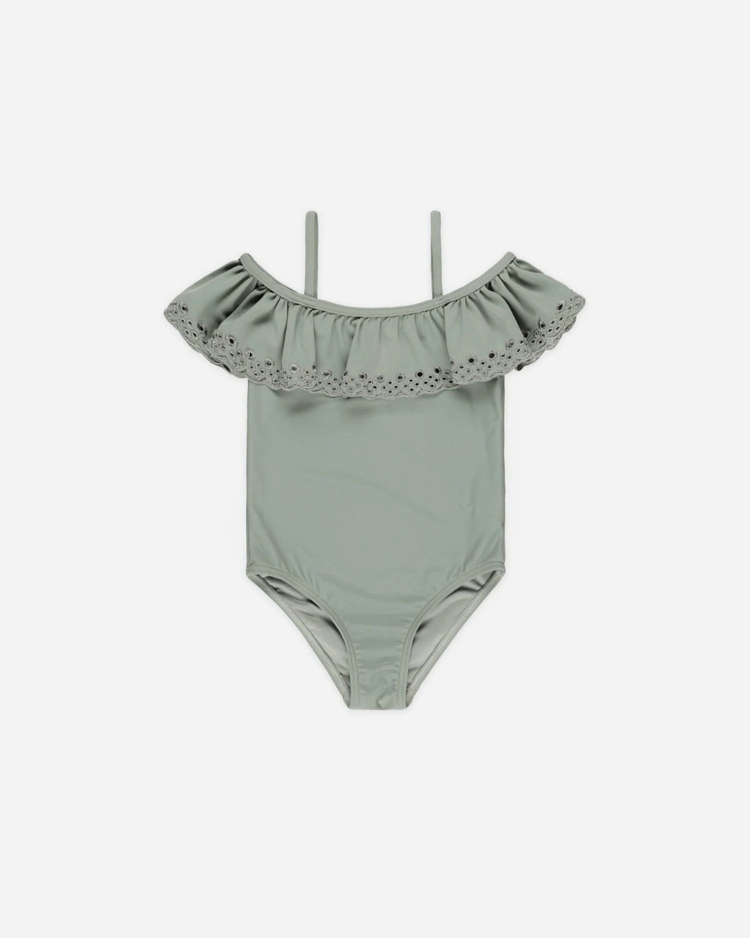 Maillot 1 pièce épaules dégagées eucalyptus Rylee + Cru Mlle et Coco