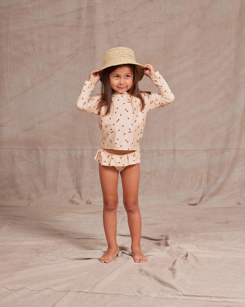 maillot bain abricot floral deux pièces Rylee Cru