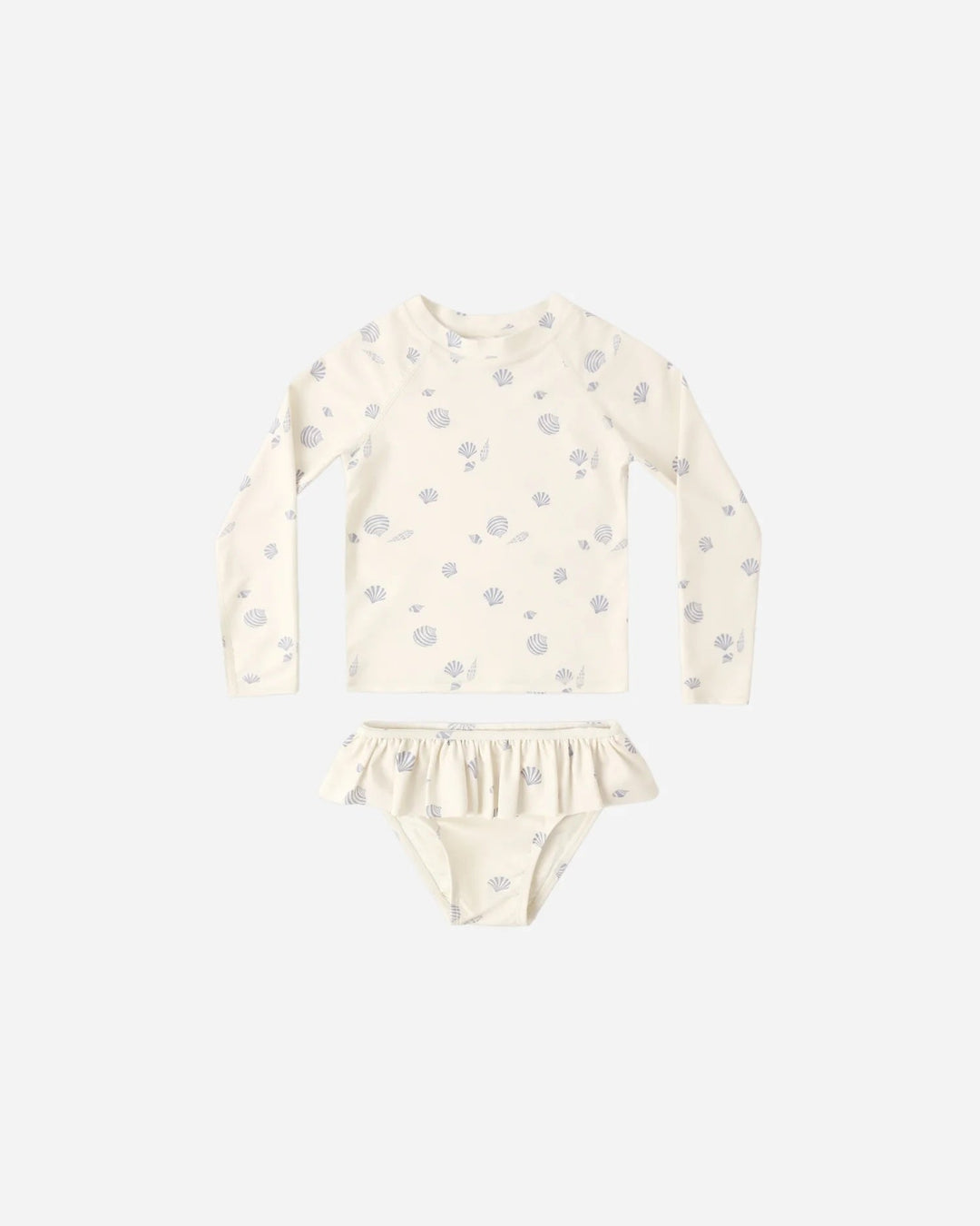 Maillot de bain deux pièces Crème coquillage bleu Rylee + Cru