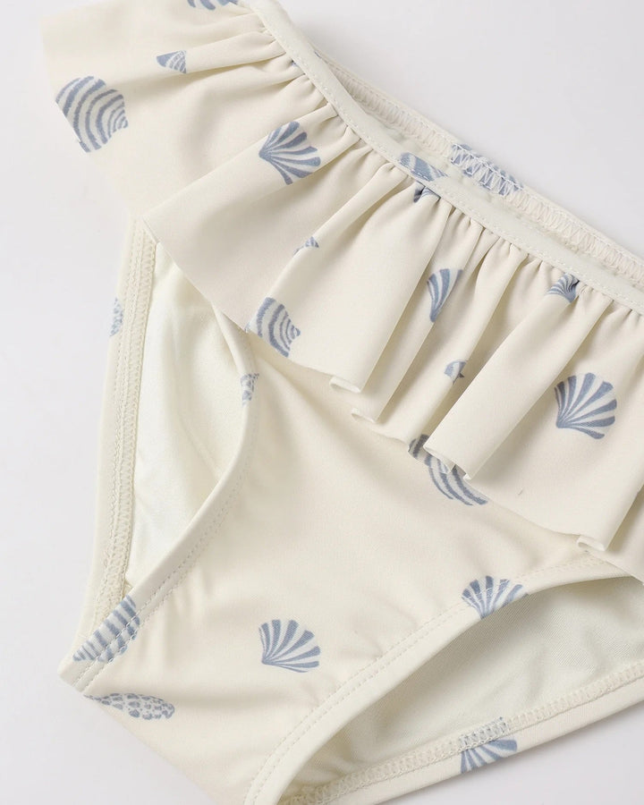 Maillot de bain deux pièces Crème coquillage bleu Rylee + Cru