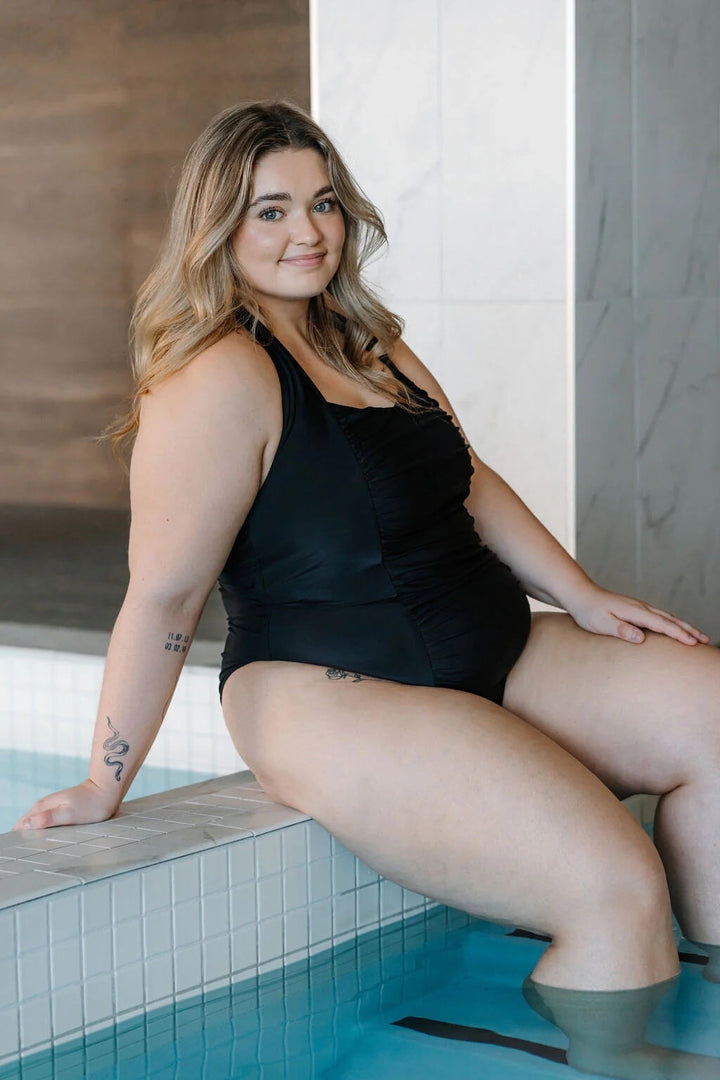 maillot de bain noir Rose maternité maman femme compagnie québécoise