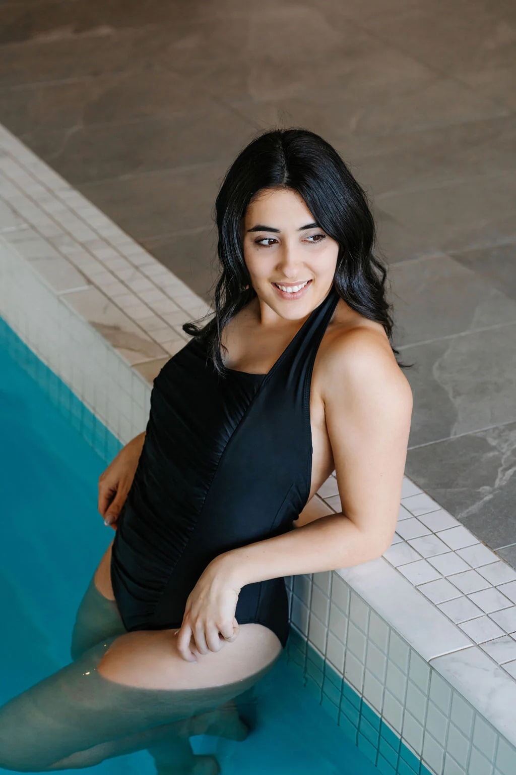 maillot de bain noir Rose maternité maman femme compagnie québécoise
