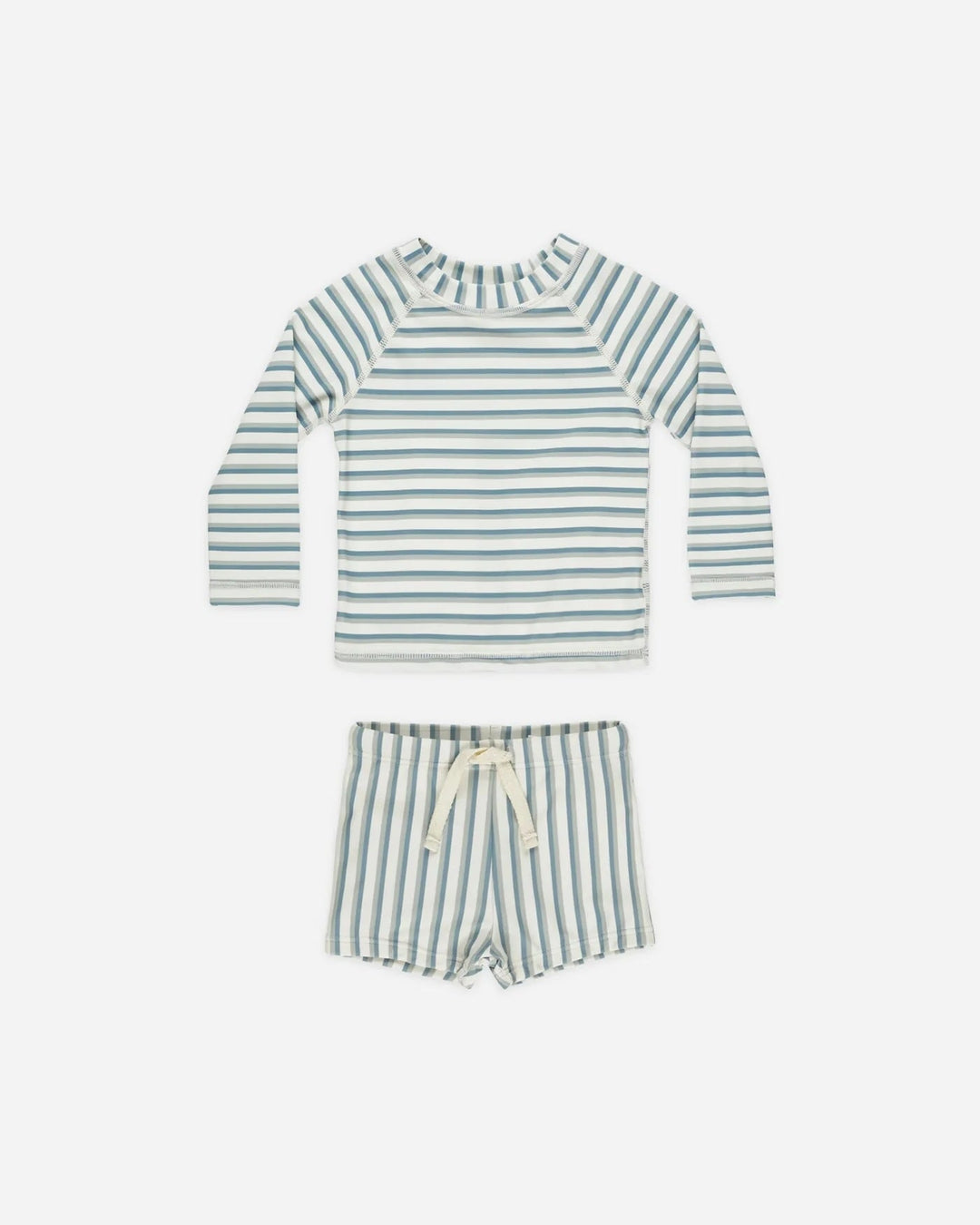 Maillot de bain ensemble 2 pièces raye sauge ivoire 