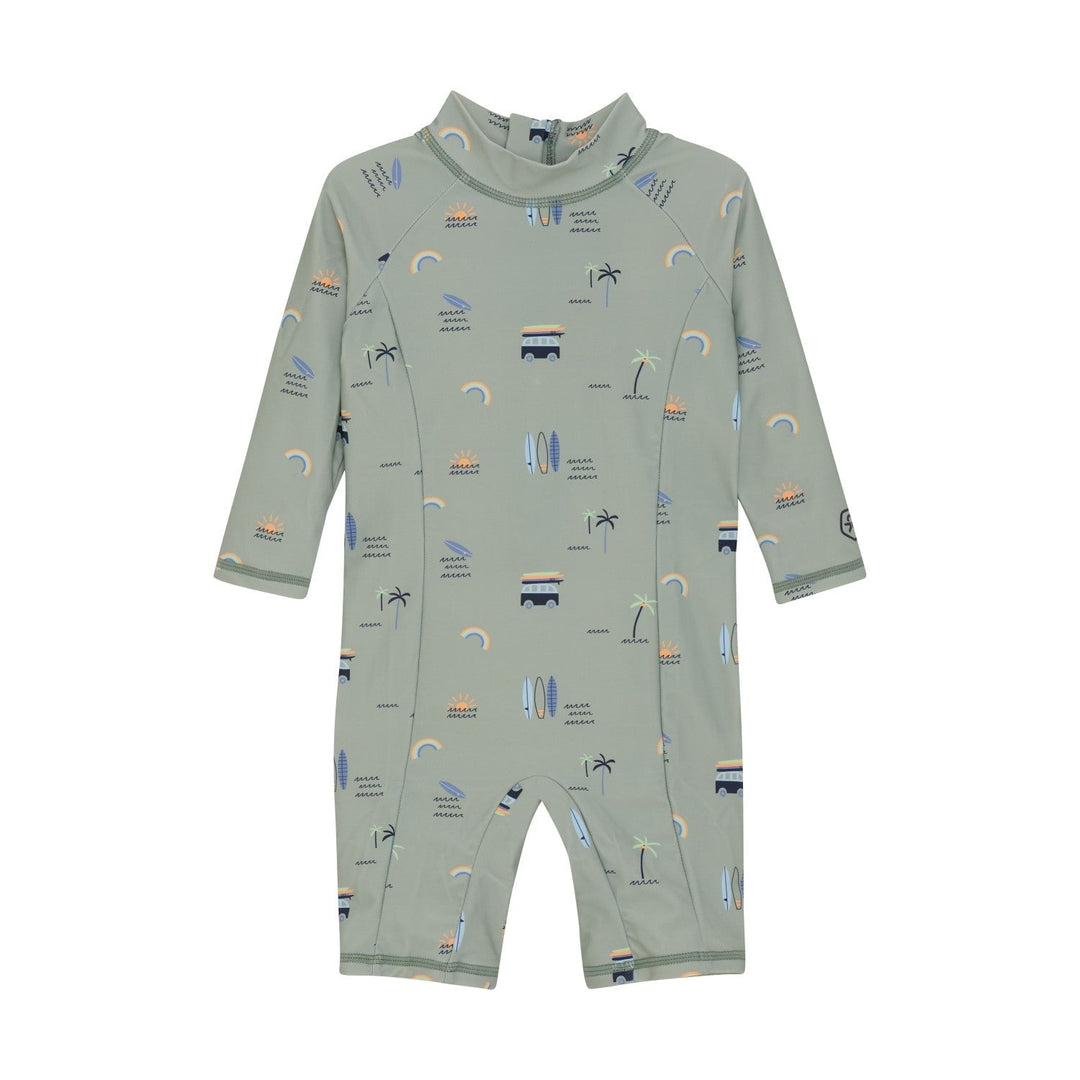 maillot de bain une-pièce color kids sauge planche pagaie
