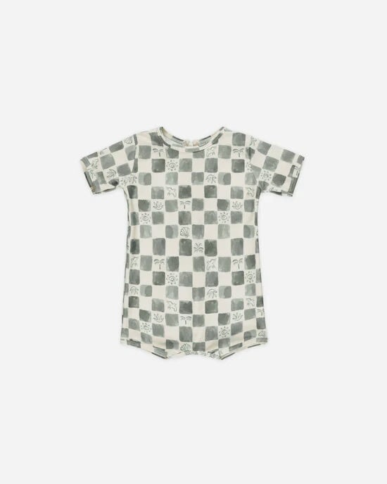 Maillot de bain Coastal Check ivoire motifs carreaux sauge Rylee + Cru Mlle et Coco