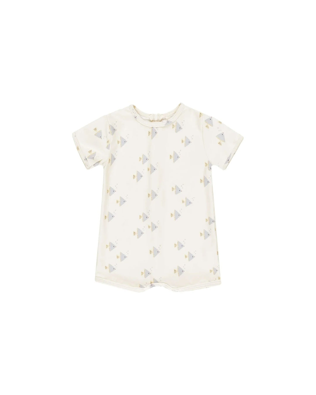 Maillot de bain barboteuse ivoire motif poisson-anges bleu Rylee + Cru Mlle et Coco