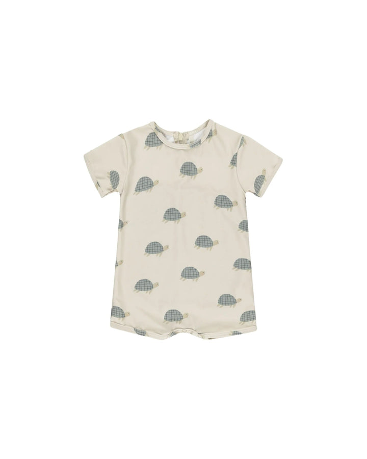 Maillot de bain barboteuse ivoire motif tortues de mer Rylee + Cru Mlle et Coco