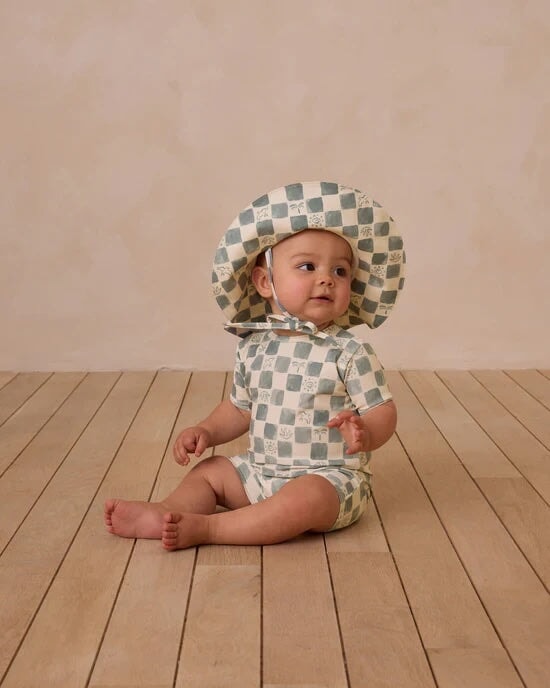 Maillot de bain Coastal Check ivoire motifs carreaux sauge Rylee + Cru Mlle et Coco
