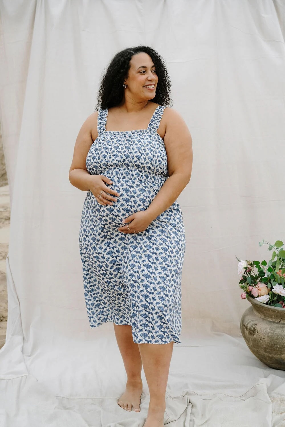 Robe maternité Malibu - Bleu antique - Rose Maternité