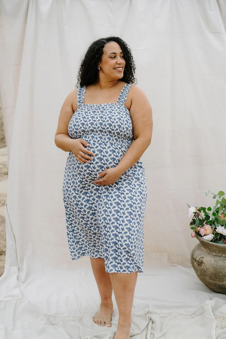 Robe maternité Malibu - Bleu antique - Rose Maternité