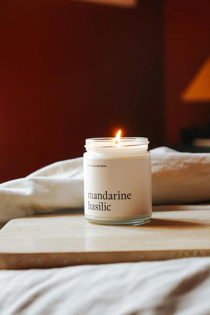 Chandelle de soya Mandarine Basilic Marée chandelles Mlle et Coco