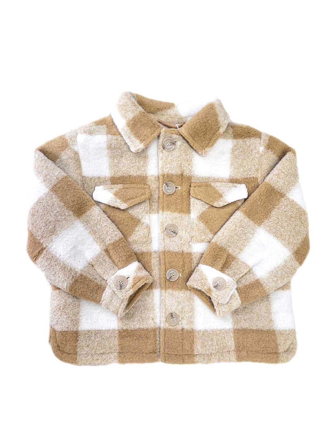 manteau mi-saison bouton carreaux crème caramel Rylee Cru