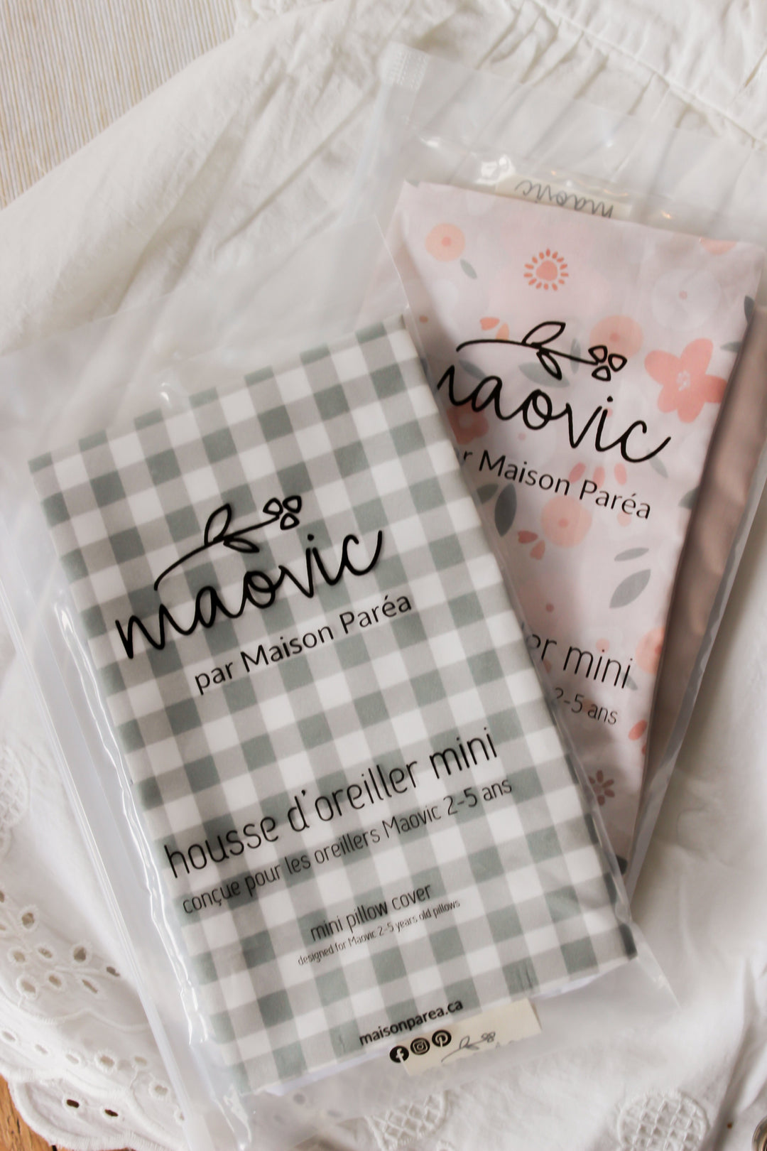 housse oreiller gingham Maovic Mlle et Coco 10 ans