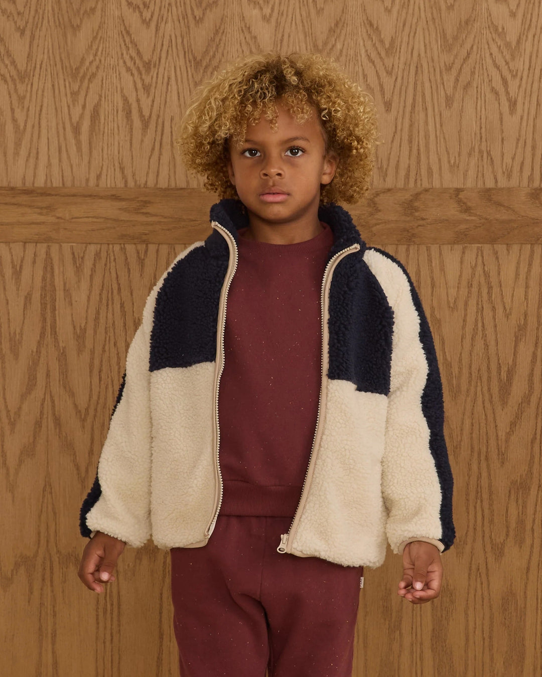 Veste sherpa Marine blanc Rylee + Cru Mlle et Coco