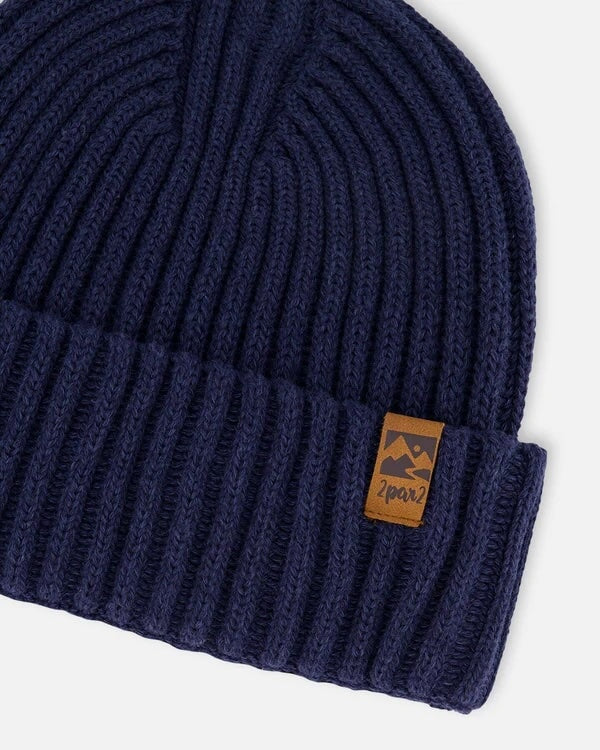 tuque tricot mi-saison bonnet coton Deux par Deux Marine