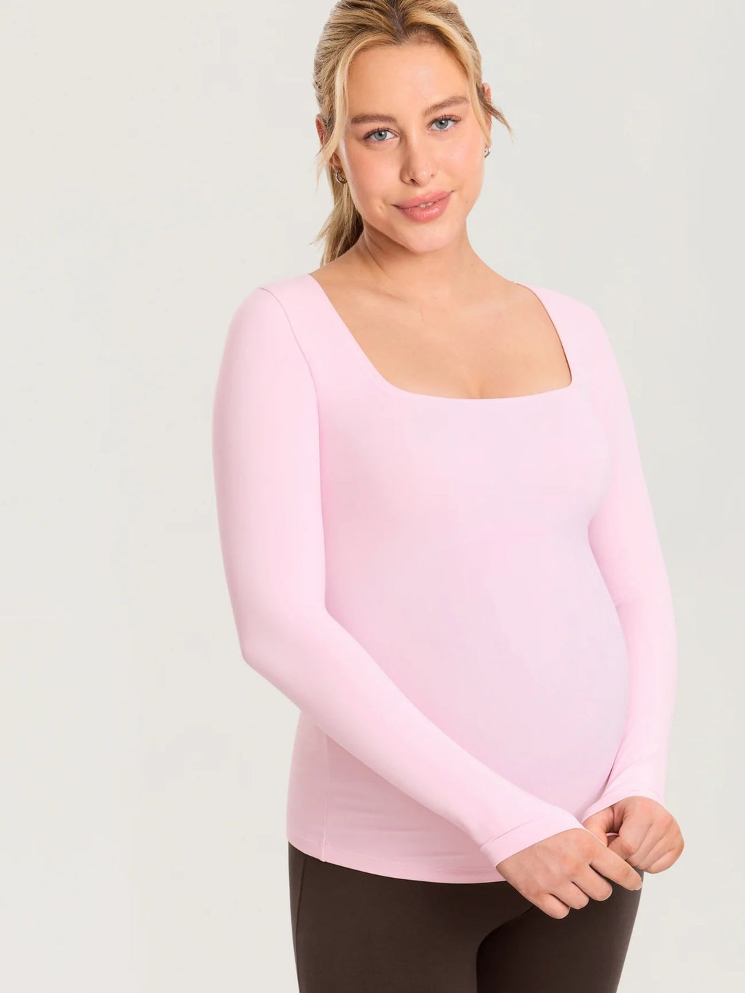 chandail maternité manches longues rose doux Momanda Mlle et Coco