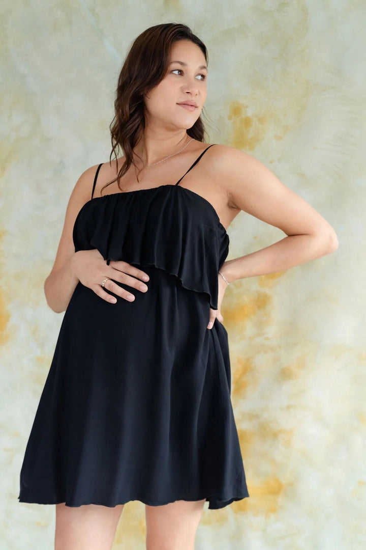robe allaitement rose maternite Sissi noir à volant compagnie québécoise