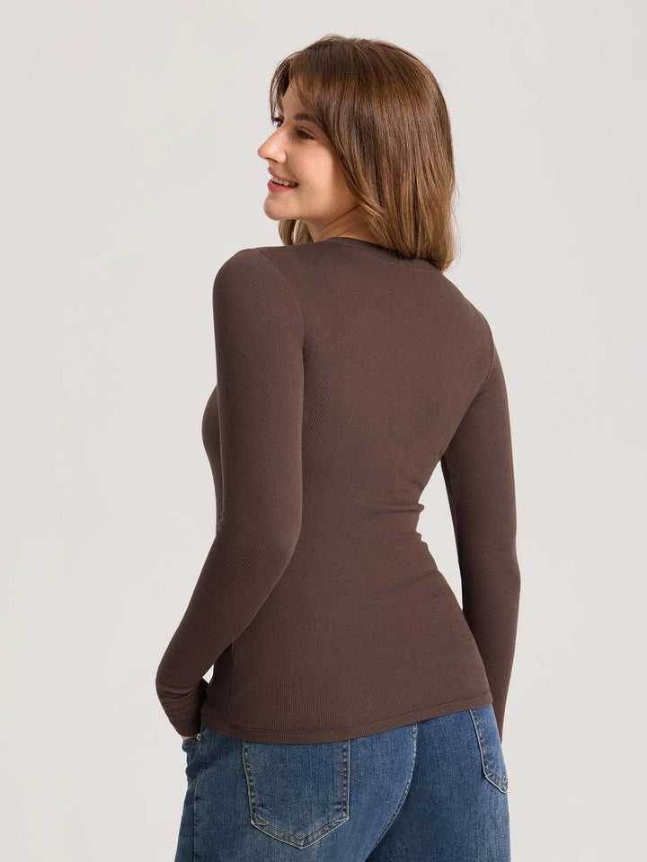 Chandail maternité coton côtelé Clay brown Momanda