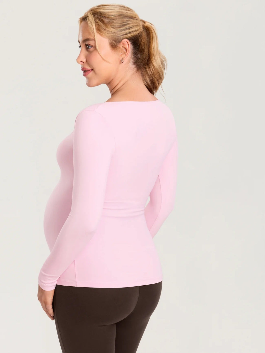 chandail maternité manches longues rose doux Momanda Mlle et Coco