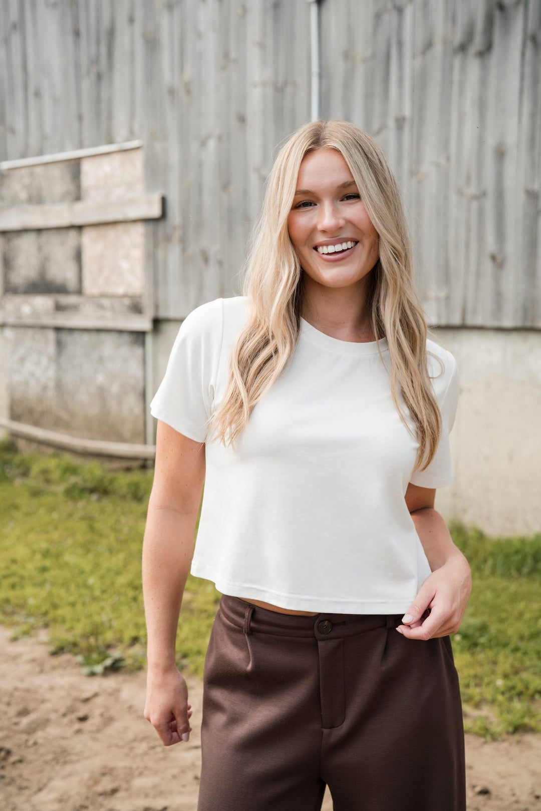 Crop top oversize Blanc Rose Maternité Mlle et Coco
