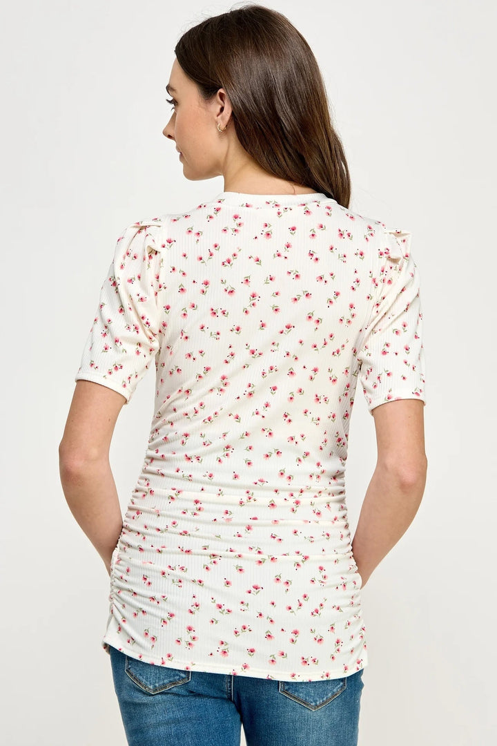 chandail maternité ivoire floral Hello Miz Mlle et Coco
