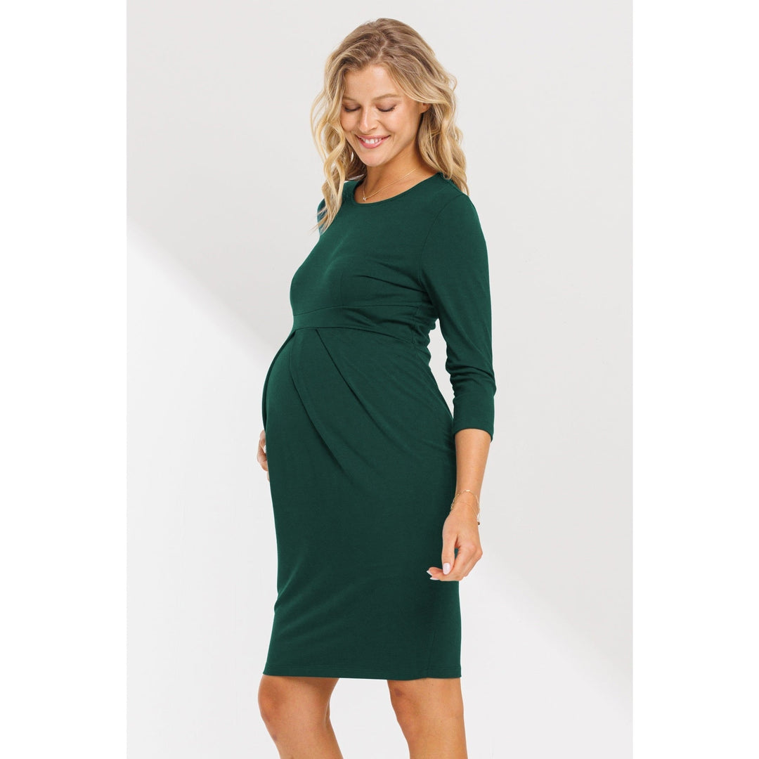 robe maternité vert chasseur manches longues Mlle  Coco Hello Miz