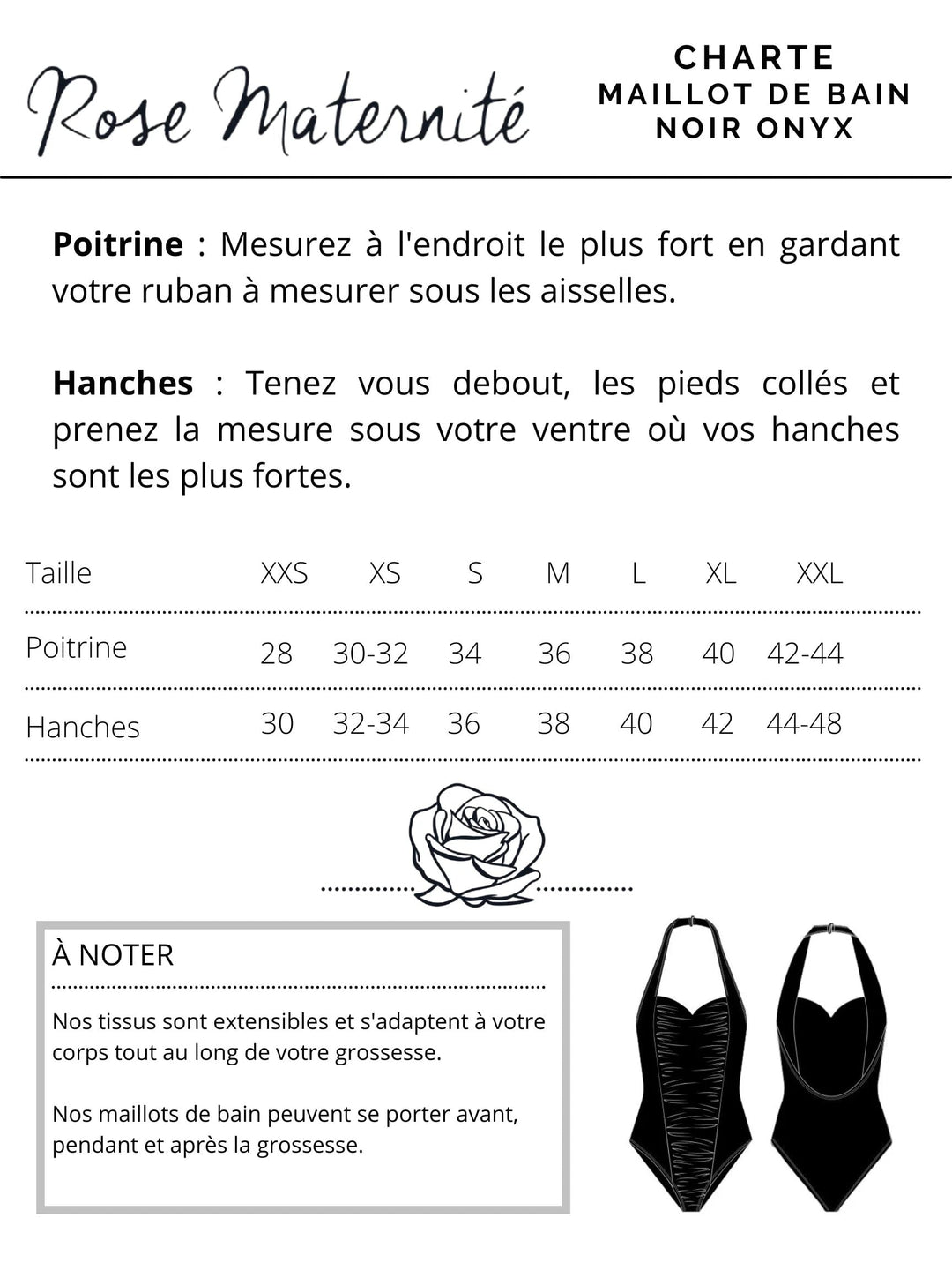 maillot de bain noir Rose maternité maman femme compagnie québécoise