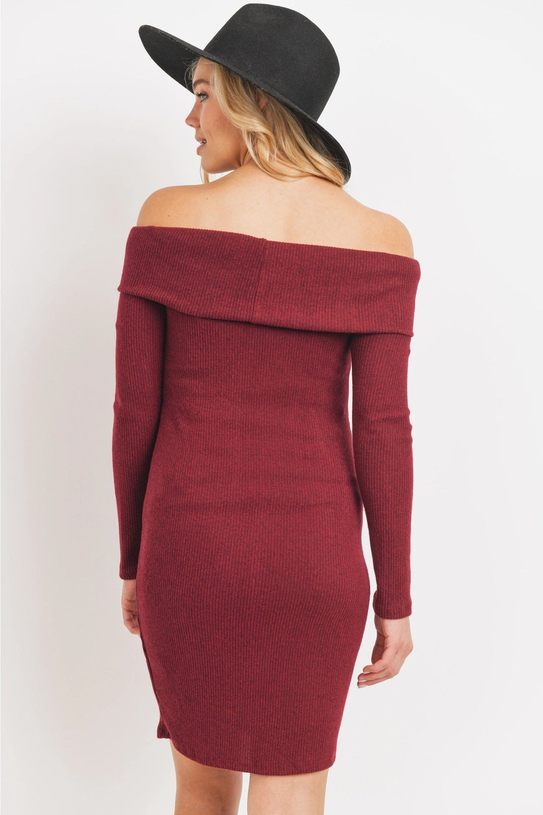 robe maternité côtelé épaule dénudée bourgogne Hello miz